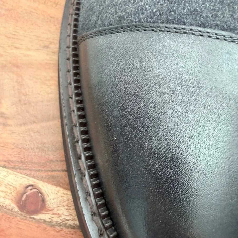 Vintage Foundry Co Remington‎ Black Leather Grey Wool Size 10 Cap Toe Boots  NIB
